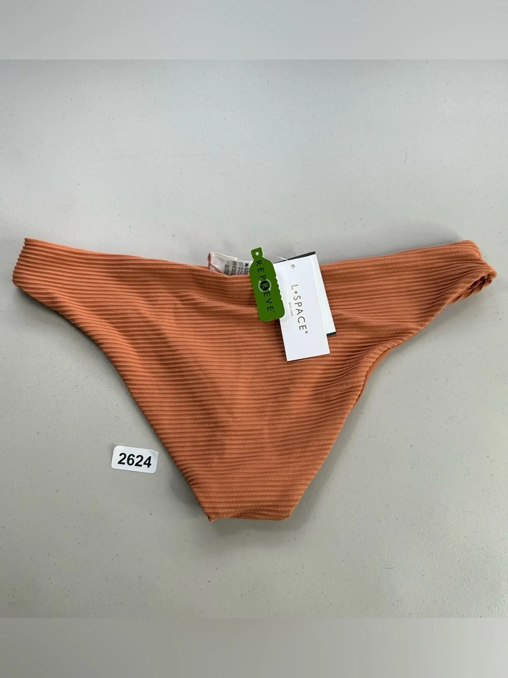 L*Space Tropical Orange Sandy Classic Bikini Bottom Size XL Ribbed New
